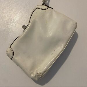 Coach Vintage Turn-lock White Leather Wristlet Clutch Bag Y2K Stains